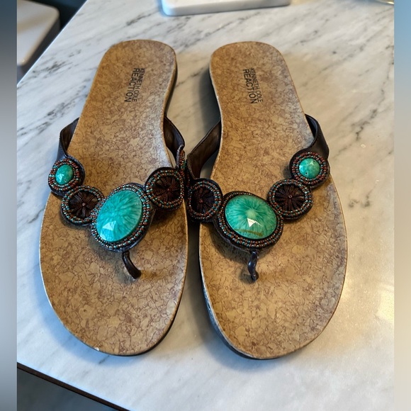Kenneth Cole Reaction Shoes - Kenneth Cole Reaction Brown and Blue Sandals with Turquoise Accents